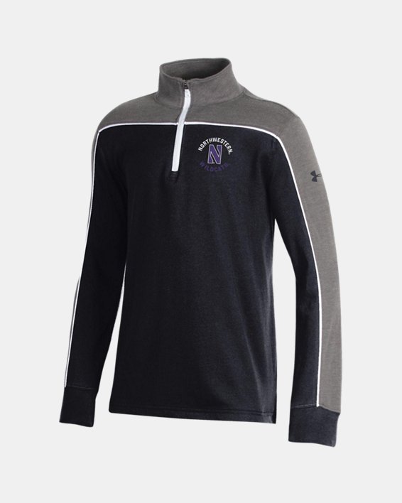 Boys' UA Tri-Color Cotton Collegiate ¼ Zip, Black, pdpMainDesktop image number 0
